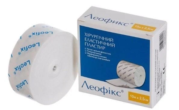 Нетканий еластиний хірургічний пластир: Леофікс 10м х 2,5 см